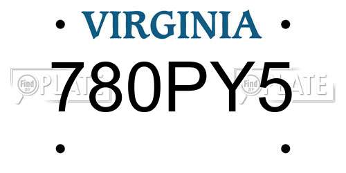 780PY5 Virginia License Plate