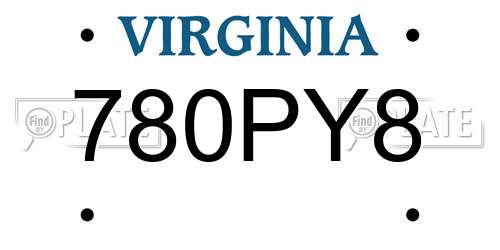 780PY8 Virginia License Plate