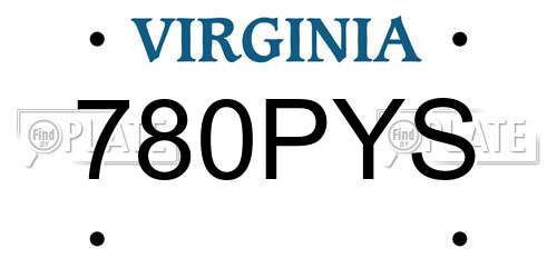 780PYS Virginia License Plate