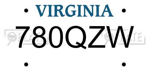 780QZW Virginia License Plate