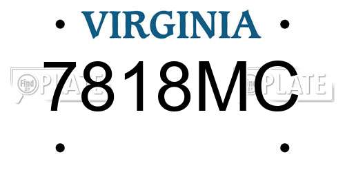 7818MC Virginia License Plate