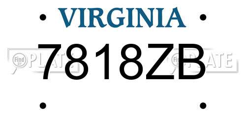 7818ZB Virginia License Plate