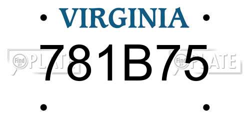 781B75 Virginia License Plate