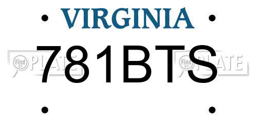 781BTS Virginia License Plate