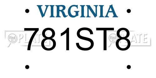 781ST8 Virginia License Plate