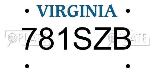 781SZB Virginia License Plate