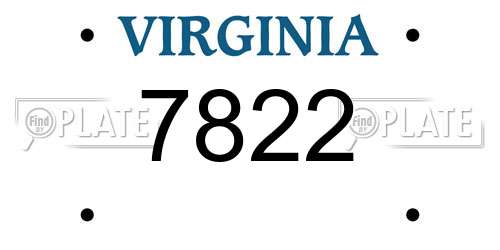 7822 Virginia License Plate