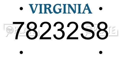 78232S8 Virginia License Plate