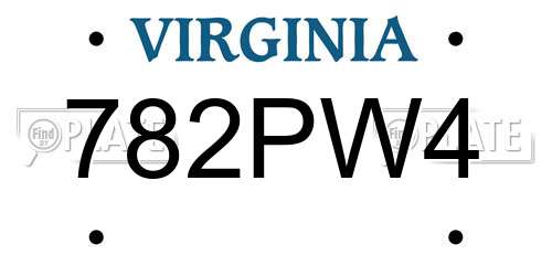 782PW4 Virginia License Plate