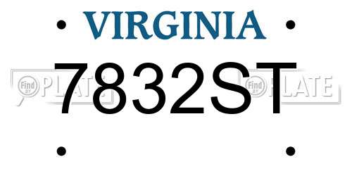 7832ST Virginia License Plate