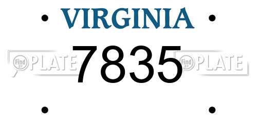 7835 Virginia License Plate