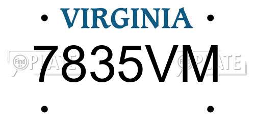 7835VM Virginia License Plate