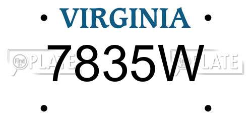 7835W Virginia License Plate