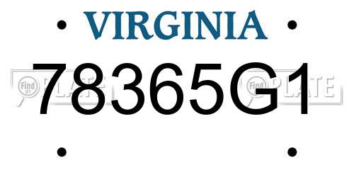 78365G1 Virginia License Plate