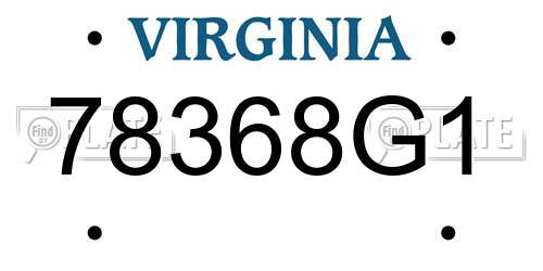 78368G1 Virginia License Plate