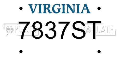 7837ST Virginia License Plate