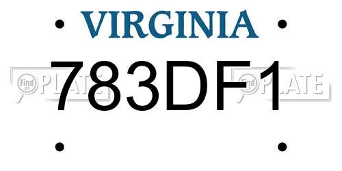 783DF1 Virginia License Plate