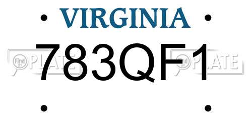 783QF1 Virginia License Plate