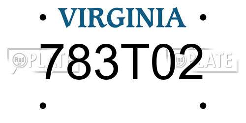 783T02 Virginia License Plate