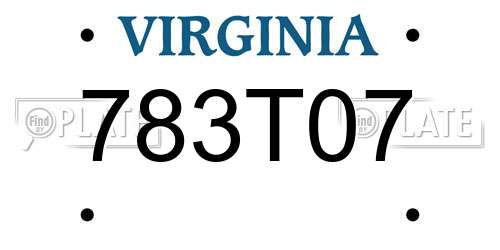 783T07 Virginia License Plate