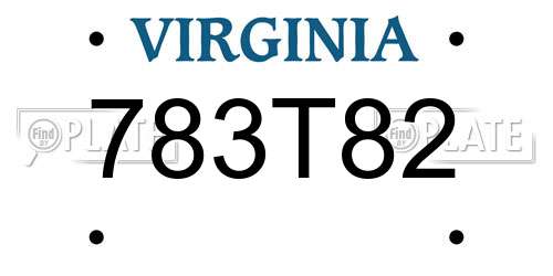 783T82 Virginia License Plate