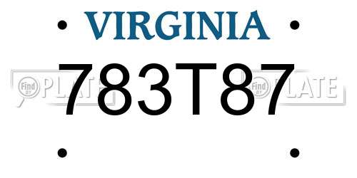 783T87 Virginia License Plate