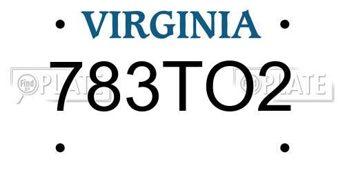 783TO2 Virginia License Plate