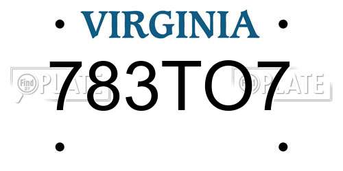 783TO7 Virginia License Plate