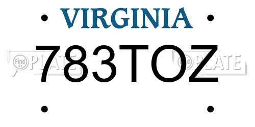 783TOZ Virginia License Plate