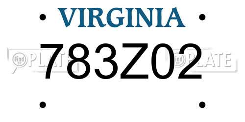 783Z02 Virginia License Plate