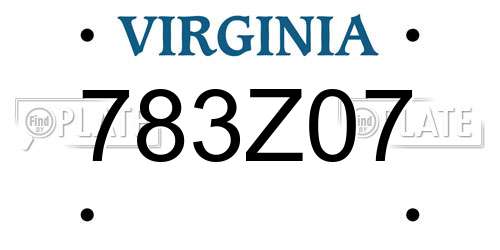 783Z07 Virginia License Plate