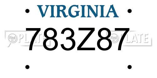 783Z87 Virginia License Plate