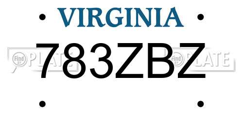 783ZBZ Virginia License Plate