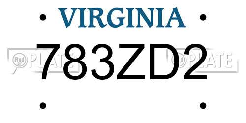 783ZD2 Virginia License Plate