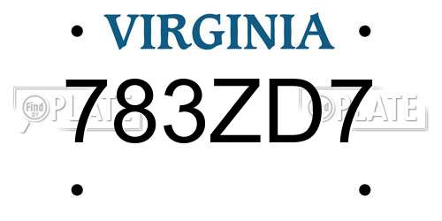 783ZD7 Virginia License Plate