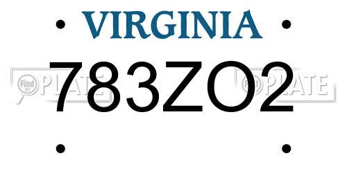 783ZO2 Virginia License Plate