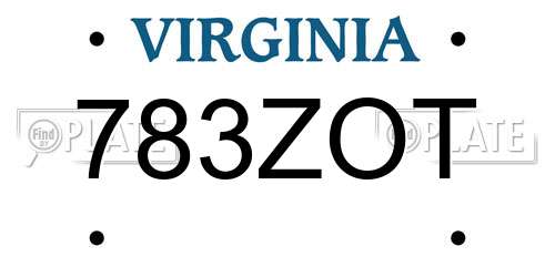 783ZOT Virginia License Plate