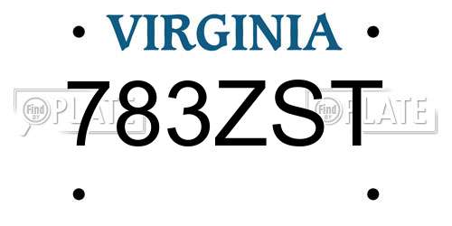 783ZST Virginia License Plate