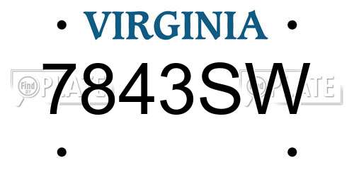 7843SW Virginia License Plate