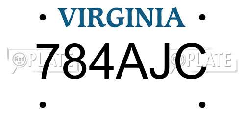 784AJC Virginia License Plate