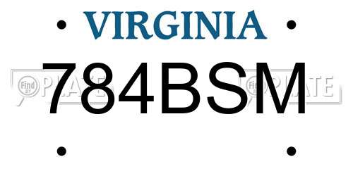 784BSM Virginia License Plate