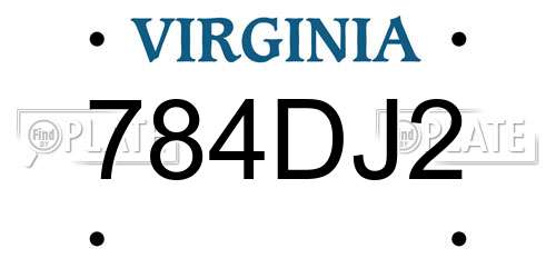 784DJ2 Virginia License Plate