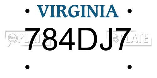 784DJ7 Virginia License Plate