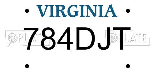 784DJT Virginia License Plate