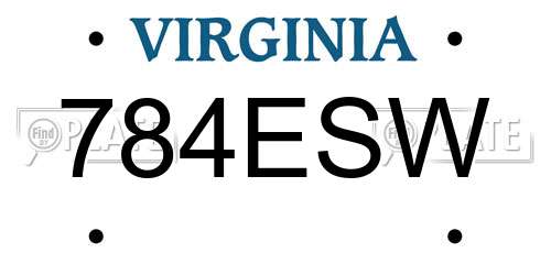 784ESW Virginia License Plate
