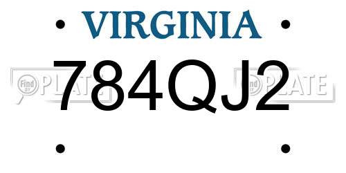 784QJ2 Virginia License Plate