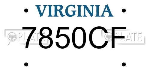 7850CF Virginia License Plate