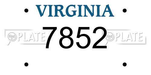 7852 Virginia License Plate