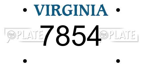 7854 Virginia License Plate