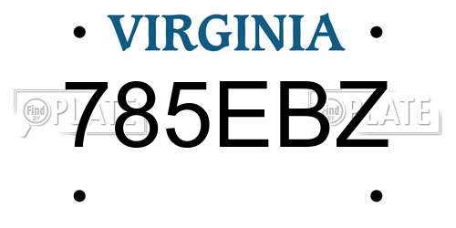 785EBZ Virginia License Plate